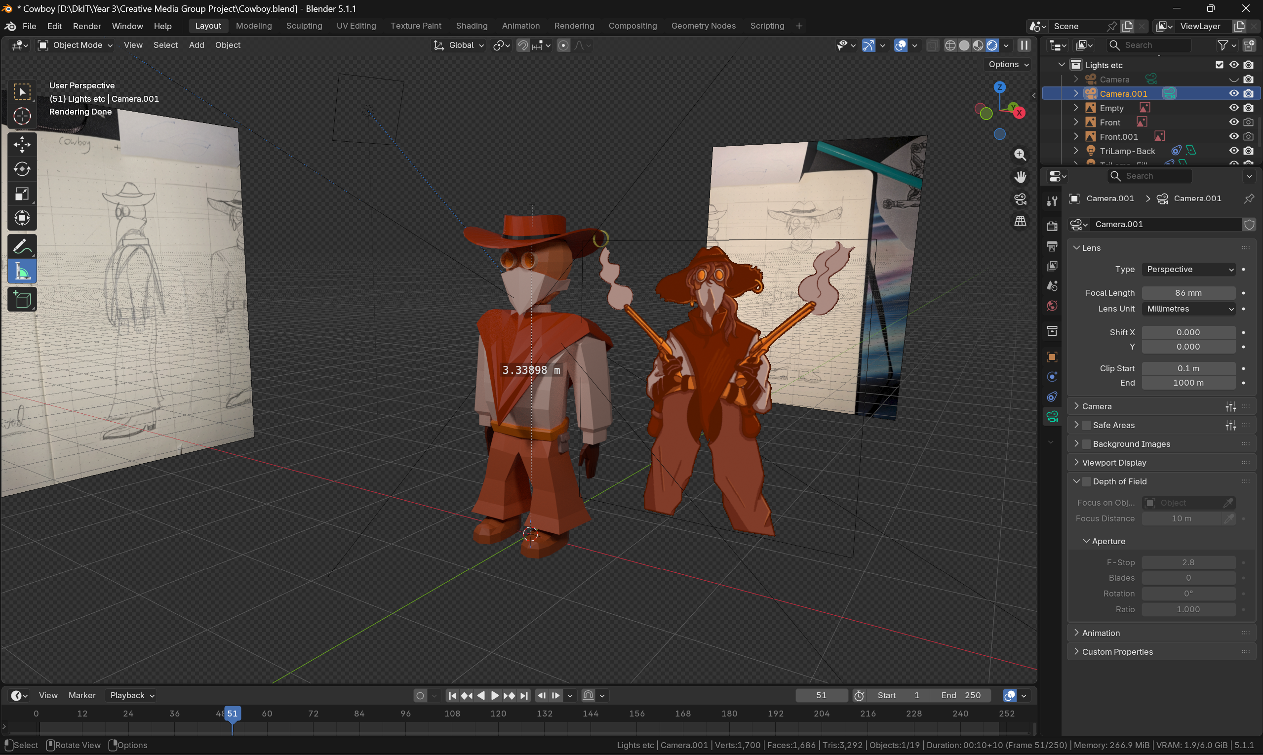 A screenshot of the Cowboy Blender model from Aaron