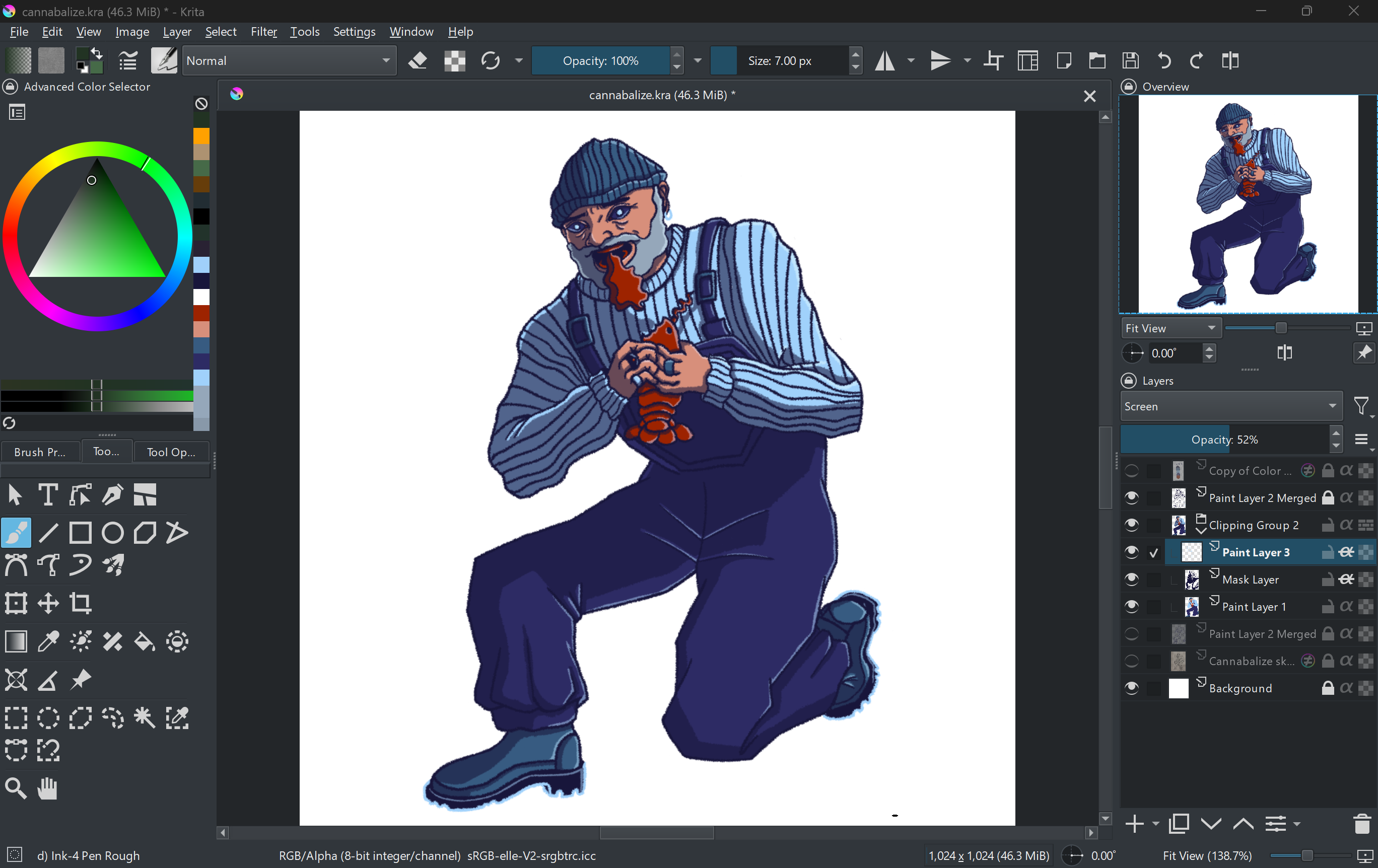 A screenshot of Krita, the digital art software used by Adriana